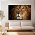 Quadro Decorativo Canvas Animal Selvagem Face Detalhada de Leão de Judá Fundo Preto Horizontal - Imagem 4