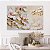 Quadro Decorativo Canvas Floral Flores Brancas Rosa e Dourado Moderno Horizontal - Imagem 2