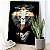 Quadro Decorativo Flutuante Leão Preto e Branco Cruz e Coroa de Espinho Vertical - Imagem 1
