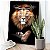 Quadro Decorativo Flutuante Leão Colorido Cruz e Coroa de Espinho Vertical - Imagem 2