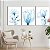 Quadros Decorativos Trio em Canvas Flores Azuis Minimalistas - Imagem 5
