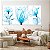 Quadros Decorativos Trio em Canvas Flores Azuis Minimalistas - Imagem 3