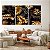 Quadros Decorativos Trio em Canvas Samambaias Douradas Com Fundo Preto - Imagem 2