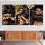 Quadros Decorativos Trio em Canvas Samambaias Douradas Com Fundo Preto - Imagem 1