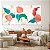 Quadros Decorativos Trio em Canvas Folhas Em Detalhes Rosa e Azul Fundo Claro - Imagem 2