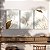 Quadros Decorativos Trio em Canvas Contorno de Folhas Dourado Fundo Branco - Imagem 1