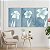 Quadros Decorativos Trio em Canvas Flores Azul Pastel com Detalhes Dourado - Imagem 2