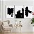 Quadros Decorativos Trio em Canvas Arte Abstrata Pinceladas Pretas Em Tela Branca - Imagem 4