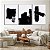 Quadros Decorativos Trio em Canvas Arte Abstrata Pinceladas Pretas Em Tela Branca - Imagem 5