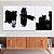 Quadros Decorativos Trio em Canvas Arte Abstrata Pinceladas Pretas Em Tela Branca - Imagem 1