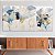 Quadros Decorativos Trio em Canvas Flores Translúcidas Em Azul e Dourado - Imagem 5