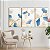 Quadros Decorativos Trio em Canvas Arte Flores Azuis e Douradas Pinceladas - Imagem 3