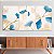 Quadros Decorativos Trio em Canvas Arte Flores Azuis e Douradas Pinceladas - Imagem 4