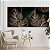 Quadros Decorativos Trio em Canvas Folhas Douradas Envelhecidas Fundo Preto - Imagem 1