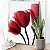 Quadro Decorativo Canvas Floral com Flores Tulipas Vermelhas Minimalistas I Vertical - Imagem 2