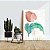 Quadros Decorativos Trio em Canvas Folhas Em Detalhes Rosa e Azul Fundo Claro II - Imagem 3