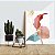 Quadros Decorativos Trio em Canvas Folhas Em Detalhes Rosa e Azul Fundo Claro III - Imagem 3
