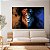 Quadro Decorativo Canvas Leão Colorido Meia Face Azul Horizontal - Imagem 3