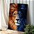 Quadro Decorativo Canvas Leão Meia Face Azul Vertical - Imagem 2