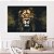 Quadro Decorativo Canvas Leão Colorido Com detalhes Dourados Horizontal - Imagem 4