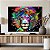 Quadro Decorativo Canvas Leão Aquarela Abstrato Street Art Horizontal - Imagem 4