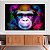 Quadro Decorativo Canvas Animal Abstrato Macaco Colorido Horizontal - Imagem 2