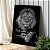 Quadro Decorativo Canvas Leão de Judá Frase A sorte Favorece os corajosos Preto e Branco Vertical - Imagem 2