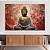 Quadro Decorativo Canvas Religioso Buda Sentado Meditando Fundo Vermelho Horizontal - Imagem 3