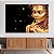 Quadro Decorativo Canvas Beleza Feminina Face de Mulher Dourada Joias Fundo Preto Horizontal - Imagem 2