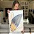 Quadro Decorativo Canvas Composição de Folhas Douradas e Azuis com Fundo Branco Vertical - Imagem 5