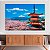 Quadro Decorativo Canvas Paisagem Construção Japonesa Com Árvore Cerejeira I Horizontal - Imagem 2