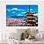 Quadro Decorativo Canvas Paisagem Construção Japonesa Com Árvore Cerejeira I Horizontal - Imagem 5