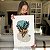 Quadro Decorativo Canvas Ramos de Folhas com Cores Azul, Bege e Laranja Vertical - Imagem 6