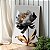 Quadro Decorativo Canvas Floral com Flor em Detalhes Cinza, Preto e Dourado I Vertical - Imagem 4