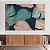 Quadro Decorativo Canvas Folhagens em Cores Verde e Rosê com Detalhes Dourados Horizontal - Imagem 2