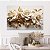 Quadro Decorativo Canvas Composição de Rosas na Cor Branca com Detalhes Dourado Gold Horizontal - Imagem 4