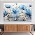 Quadro Decorativo Canvas Composição Floral Flores Azuis com Detalhes Dourados II Horizontal - Imagem 3