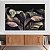 Quadro Decorativo Canvas Composição de Folhagens em Tons Pasteis e Fundo Escuro Horizontal - Imagem 2