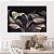 Quadro Decorativo Canvas Composição de Folhagens em Tons Pasteis e Fundo Escuro Horizontal - Imagem 5
