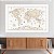 Quadro Decorativo Mapa Mundi Abstrato Minimalista Horizontal - Imagem 2