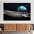 Quadro Decorativo Canvas Paisagem Superfície da Lua Com vista Para a Terra Horizontal - Imagem 2