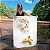 Quadro Decorativo Canvas Floral Flores Brancas Com Detalhes em Dourado Vertical - Imagem 1