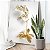 Quadro Decorativo Canvas Floral Flores Brancas Com Detalhes em Dourado Vertical - Imagem 5