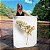Quadro Decorativo Canvas Floral Ramo de Flores Brancas com Dourado Vertical - Imagem 1