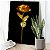 Quadro Decorativo Canvas Floral Rosa Dourada Fundo Preto - Imagem 1