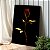 Quadro Decorativo Canvas Floral Rosa Dourada Fundo Preto - Imagem 1