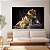 Quadro Decorativo Canvas Casal de Leões em Perfil Deitados Sobre uma Pedra Horizontal - Imagem 2