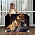 Quadro Decorativo Canvas Casal de Leões em Perfil Deitados Sobre uma Pedra Horizontal - Imagem 1