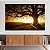 Quadro Decorativo Canvas Paisagem de Grande Árvore com Bancos ao Pôr do Sol Horizontal - Imagem 2