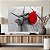 Quadro Decorativo Canvas Flores Composição Preto e Branco Com Rosa Vermelha Horizontal - Imagem 4